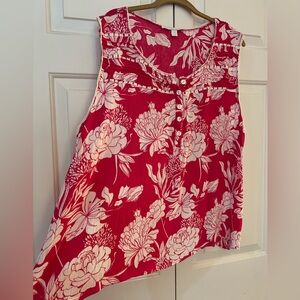 Juniper & Lime Bright Pink Floral Sleeveless Blouse Size 3X